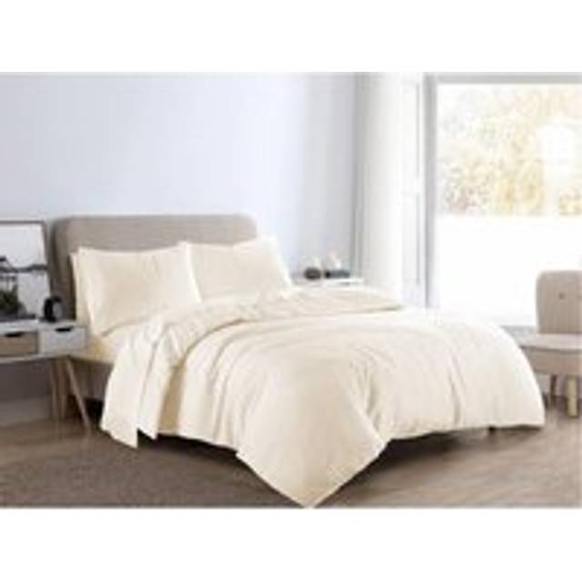 (Super King, Cream) Flannellette Brushed Cotton Duvet Cover Set Thermal Bedding Warm Quilt Bed Set