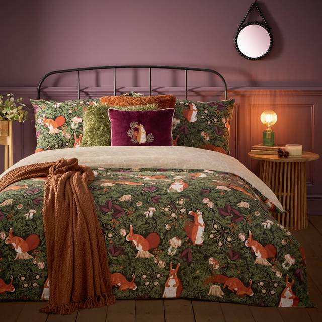 Furn Pineberry Forest Reversible Duvet Cover and Pillowcase Set - Multicolor