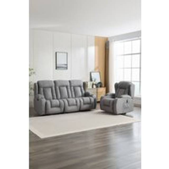 Caesar 1+2 seater grey technology fabric modern manual recliner sofa set