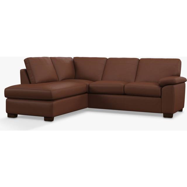 John Lewis Camden LHF Leather Corner Sofa, Dark Leg