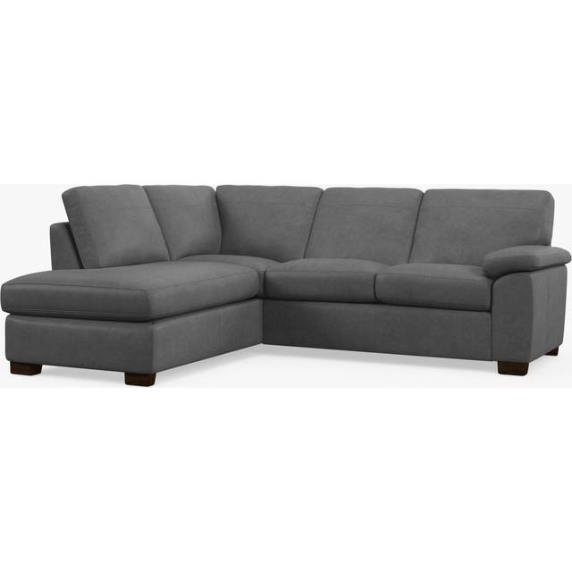 John Lewis Camden LHF Leather Corner Sofa, Dark Leg
