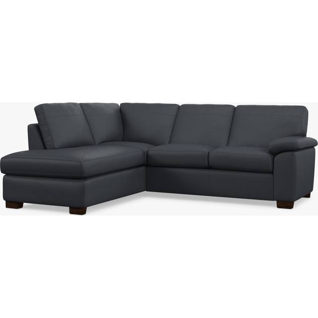 John Lewis Camden LHF Leather Corner Sofa, Dark Leg