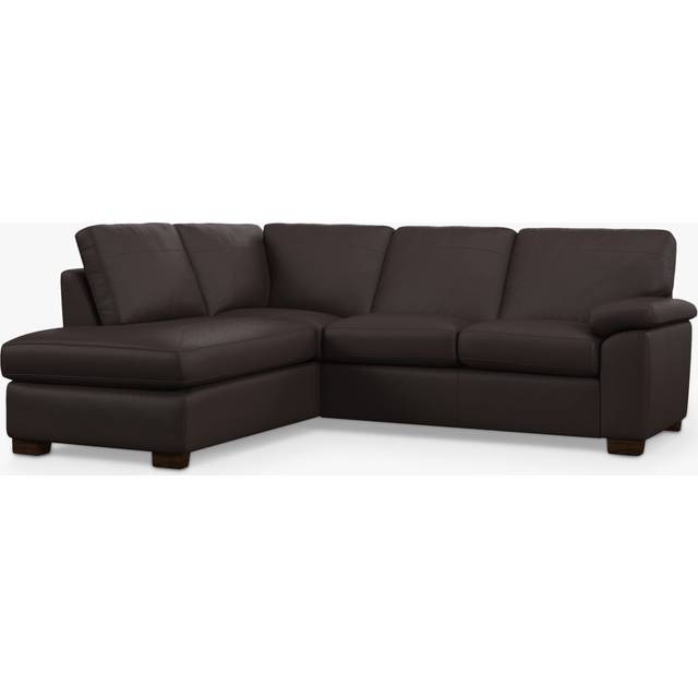 John Lewis Camden LHF Leather Corner Sofa, Dark Leg