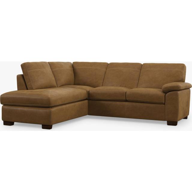 John Lewis Camden LHF Leather Corner Sofa, Dark Leg
