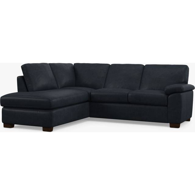 John Lewis Camden LHF Leather Corner Sofa, Dark Leg