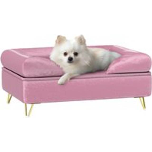 PawHut Dog Sofa Pet Couch w/ Removable Backrest Cushion Washable Cover - Pink - Pink | TJ Hughes