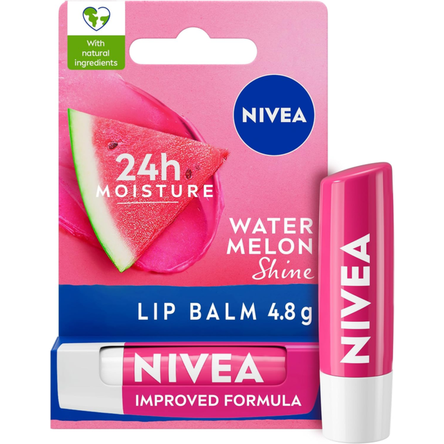 Nivea watermelon shine lip balm (4.8g), flavoured lip balm with shea butter