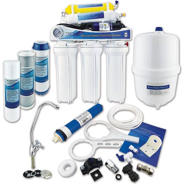 Finerfilters 6 Stage Domestic Reverse Osmosis Under Sink System with Diaphragm Booster Pump