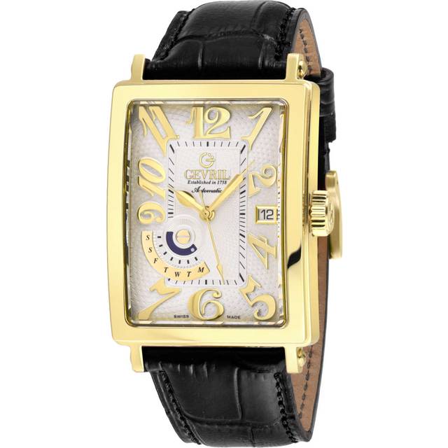 Womens Avenue of America's IPYG Case, Silver/Gold Dial, Genuine Italian Handmade Leather Strap - Grey - One Size