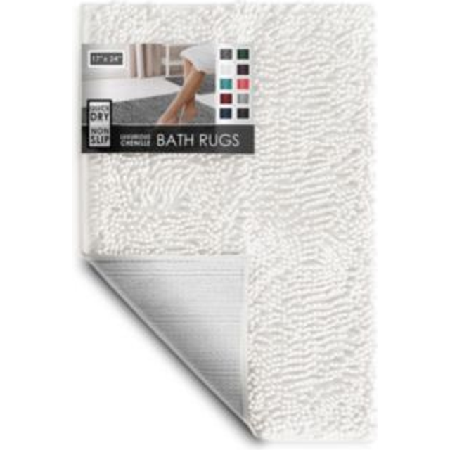 Hearth & Harbor Bathroom Rugs  Chenille Bath Mat - Machine Washable Bath Mats for Bathroom Non-Slip Backing Rubber  Quick Dry Bathroom Mat
