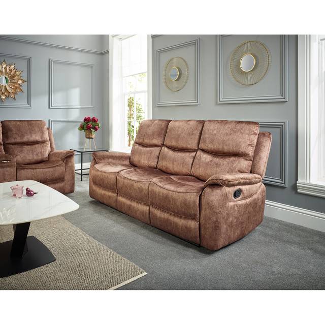 Anicet Upholstered Reclining Sofa - Brown (3 Seater)