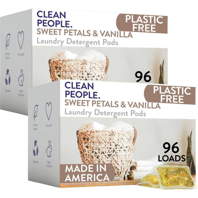 Clean People Laundry Detergent Pods - Plant-Based  Hypoallergenic Laundry Pods - Ultra Concentrated  Plastic Free  Recyclable Packaging  Stain Fightin