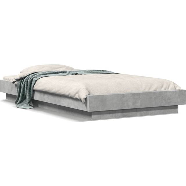 vidaXL Bed Frame with LED Lights without Mattress Concrete Grey 90x190cm