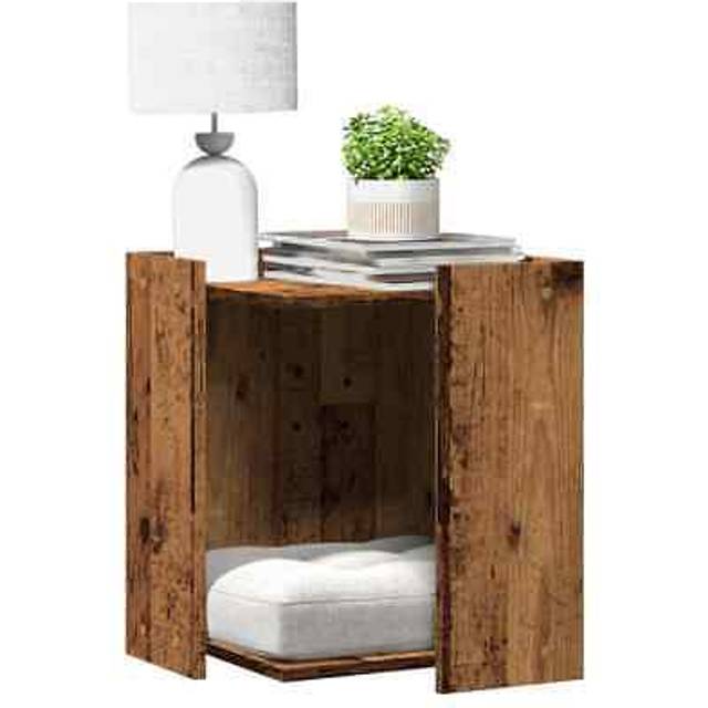 vidaXL Cat Litter Box Enclosure Old Wood 42x42x51 cm Engineered Wood - Brown