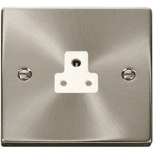 Satin / Brushed Chrome 1 Gang 2A Round Pin Socket - White Trim Se Home