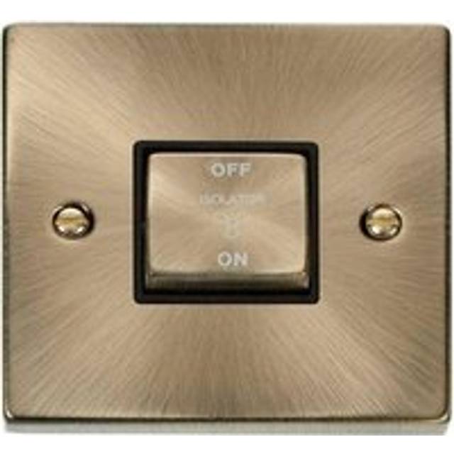 Antique Brass 10A 1 Gang Ingot 3 Pole Fan Isolation Switch - Black Trim Se Home