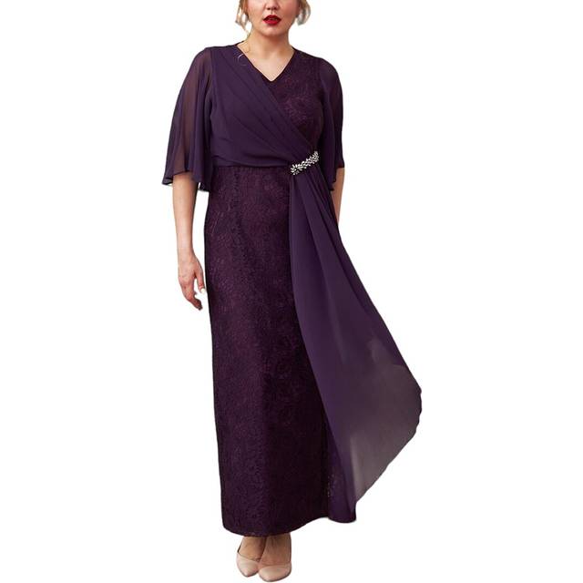 Women Casual Long Sleeve Maxi Dress - Aubergine