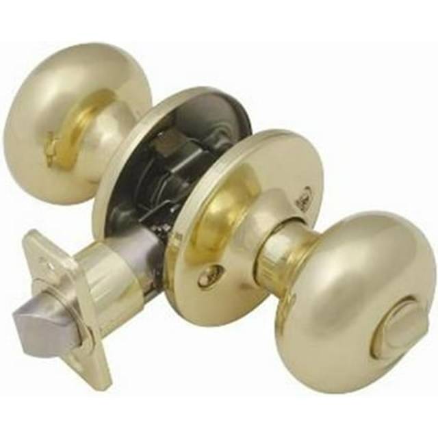 Cambridge 2-Way Latch Privacy Door Knob, Adjustable Backset, Polished Brass Finish
