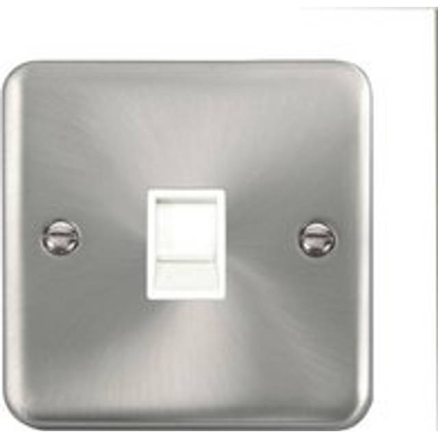 Curved Edge Satin / Brushed Chrome Rj11 Socket - White Trim Se Home