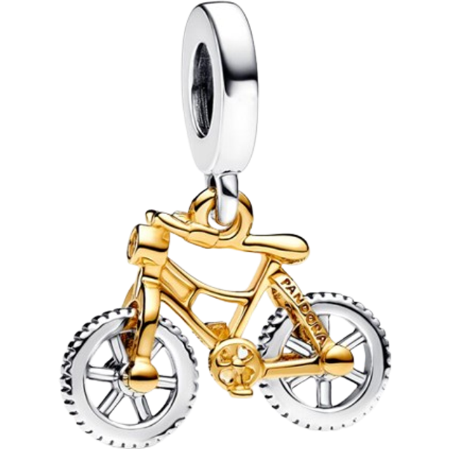 Pandora Two-tone Spinning Wheels Bicycle Dangle Charm - Gold