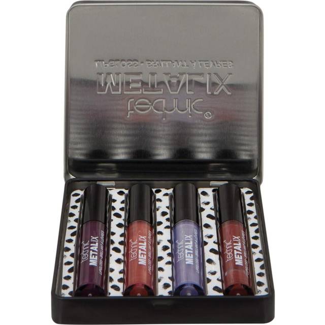 Technic metallic lip gloss & liquid lipstick set – 4 shades x 4ml gift box women