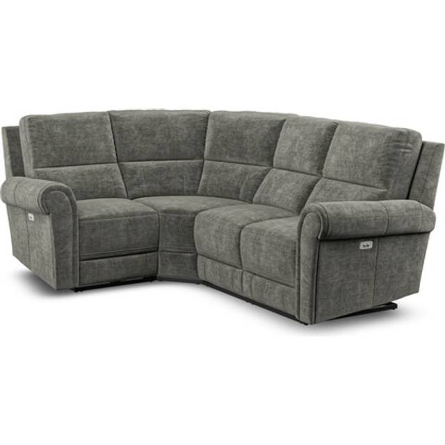 Plush Charcoal Fabric Sofas - Modular 4 Seat Corner Recliner Right Hand - Colorado Range - Oak Furnitureland