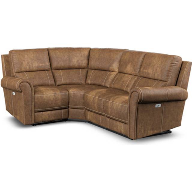 Ranch Brown Fabric Sofas - Modular 4 Seat Corner Recliner Right Hand - Colorado Range - Oak Furnitureland