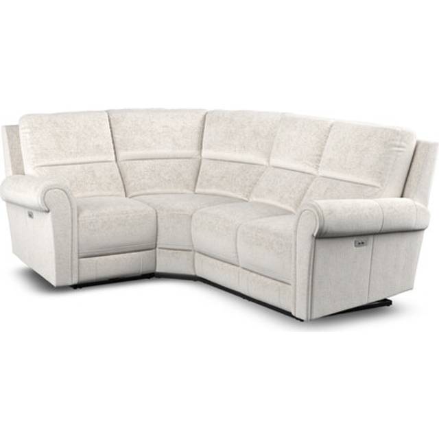 Hopsack Natural Fabric Sofas - Modular 4 Seat Corner Recliner Right Hand - Colorado Range - Oak Furnitureland