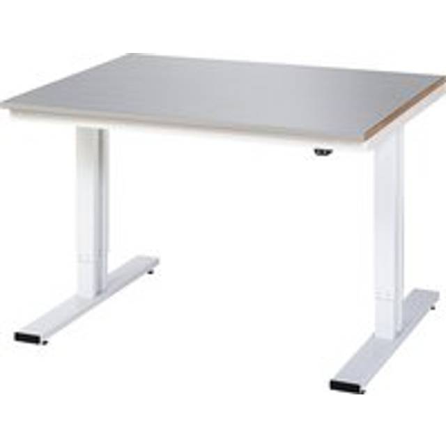 RAU height 720 – 1120 mm, stainless steel worktop, height 720 - 1120 mm, stainless steel worktop, WxD 1250 x 1000 mm - light grey RAL 7035