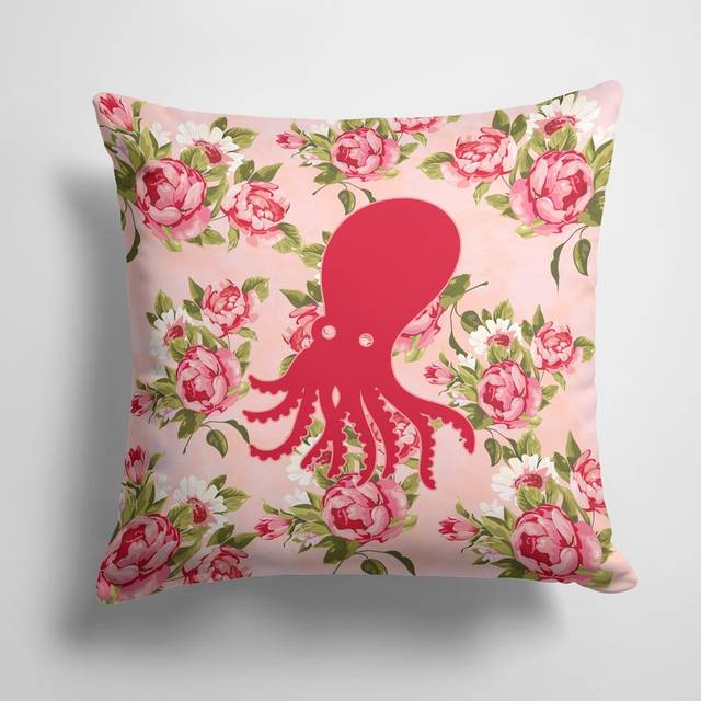 Caroline's Treasures BB1098-RS-PK-PW1414 Octopus Shabby Chic Pink Roses Pillow  14 x 14  Multicolor