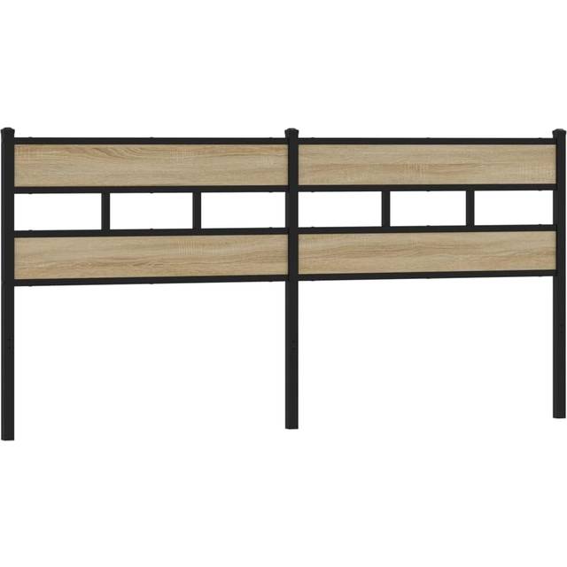 vidaXL Headboard Sonoma Oak 200 cm Iron and Engineered Wood - Brown