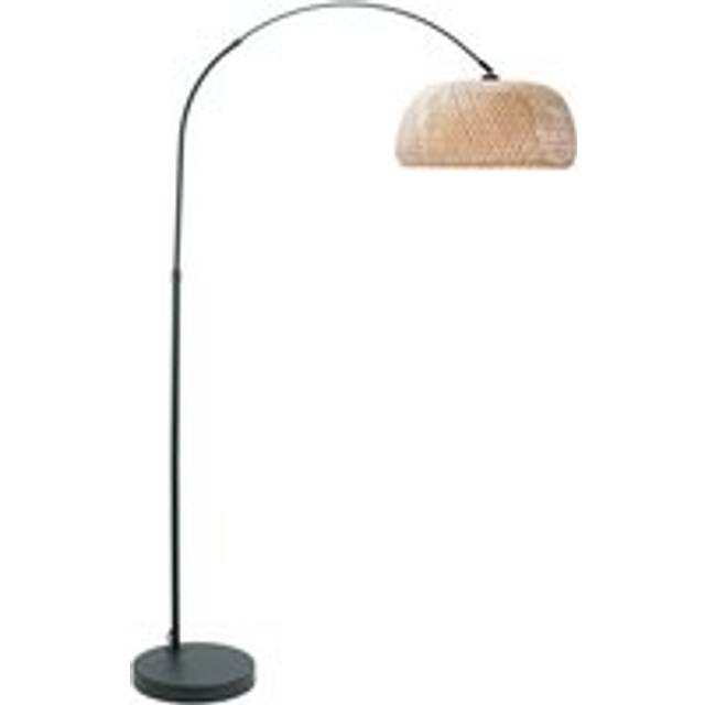 ValueLights Louis Bamboo Donut Shade Black Curved LED Floor Lamp - 180 x 45 x 109cm