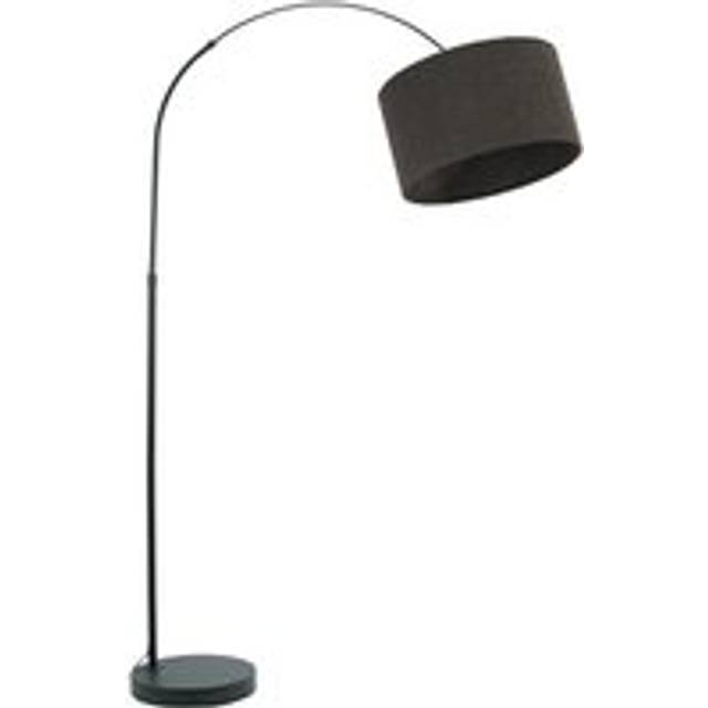 ValueLights Louis Charcoal Boucle Drum Shade Black Curved LED Floor Lamp - 180 x 45 x 105cm