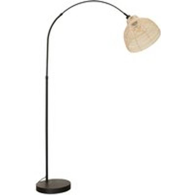 ValueLights Louis Cream Basket Shade Black Arched Floor Lamp & Bulb