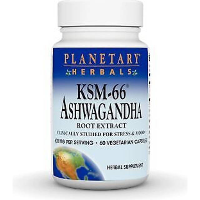 Planetary Herbals  KSM-66® Ashwagandha Root Extract  60 Vegetarian Capsules (300 mg per Capsule)