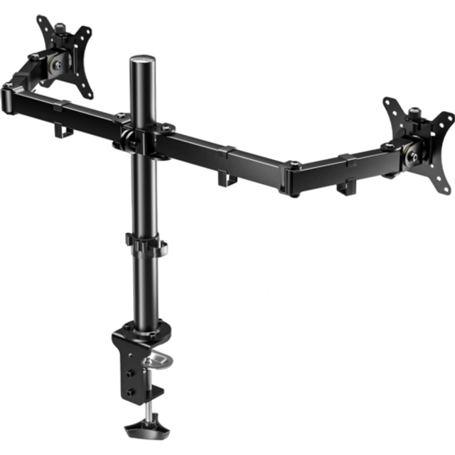 BONTEC Dual Monitor Skrivbordsfäste för 13-32-tums skärmar, Ergonomisk gasfjäderarmsstativ med kabelhantering, Tilt, Swivel, Rotation, VESA 75/100 mm