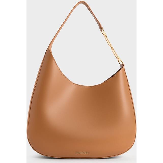 Charles & Keith - Agatha Chain-Accent Slouchy Hobo Bag - Brown - XL