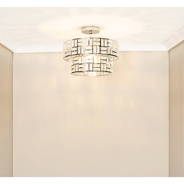 Valuelights - Elise Silver Acrylic Jewel Two Tier Ceiling Pendant Light with led Bulb