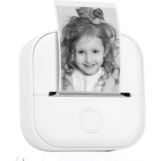 Memoking Mini Label Printer - T02 Small Portable Printer, Learning Sticker Printer, Notes, Pictures, Photos, Journal, DIY, Compatible Phone, Tablet,