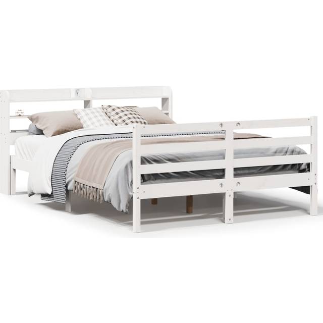 vidaXL Bed Frame with Headboard without Mattress White 120x190 cm Small Double