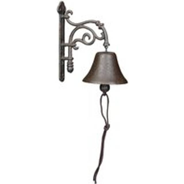 Relaxdays Cast Iron Door Bell, Antique Design, Hanging Doorbell, for Outdoors, with Rope, Vintage, Wall Mounted, Brown