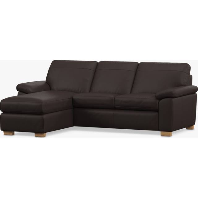 John Lewis Camden LHF Chaise Leather Sofa Bed, Light Leg