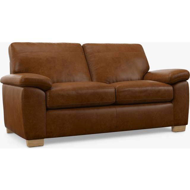 John Lewis Camden Medium 2 Seater Leather Sofa Bed, Light Leg