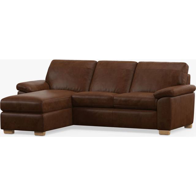 John Lewis Camden LHF Chaise Leather Sofa Bed, Light Leg