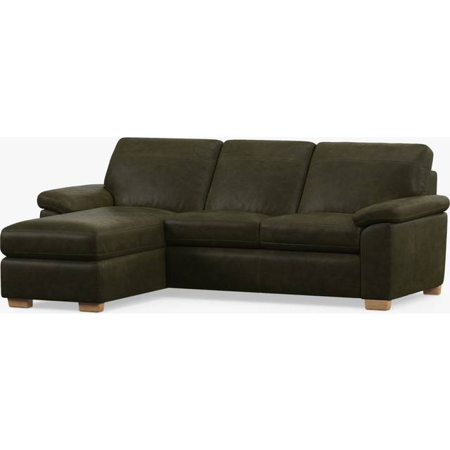 John Lewis Camden LHF Chaise Leather Sofa Bed, Light Leg