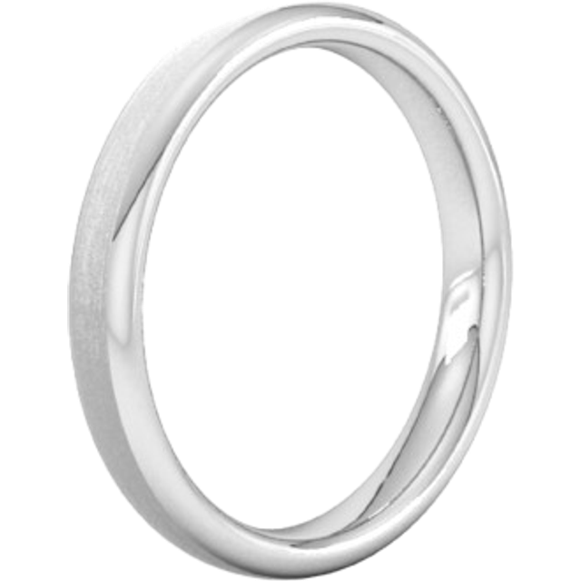 3mm D Shape Standard Matt Finished Wedding Ring In 18 Carat White Gold - Ring Size I