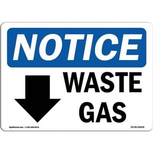 SignMission OS-NS-A-1218-L-18958 12 x 18 in. OSHA Notice Sign - Waste Gas