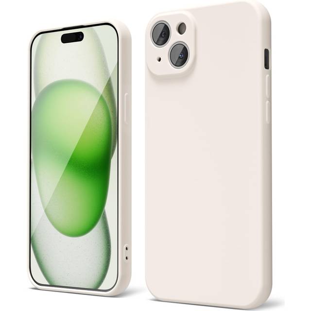 oakxco for iPhone 15 Plus Phone Case Liquid Silicone  Thin Slim Soft Rubber Gel TPU Plain Simple Cover for Women Girl Cute  Matte Solid Color Beige St