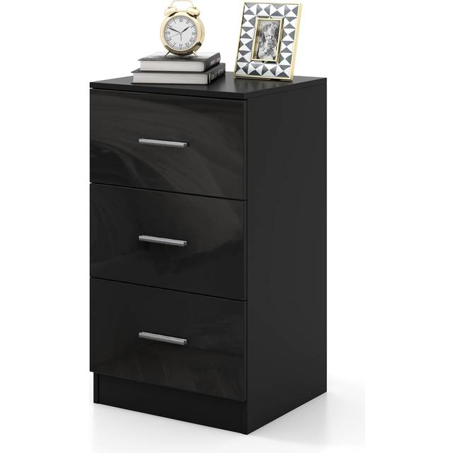Costway 3 Drawer Black Wooden Dresser Cabinet - 37 x 34 x 66cm