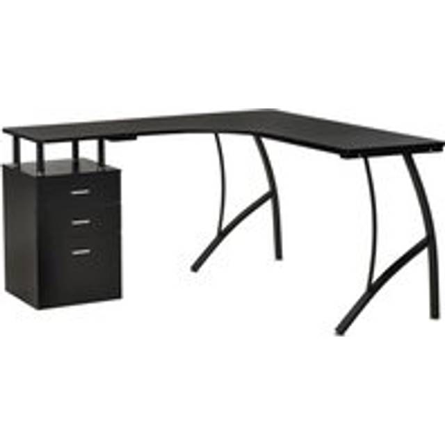 L-Shaped Computer Desk Table with Storage Drawer Home Office Corner Industrial Style Workstation